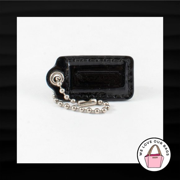 1.5" Small COACH BLACK PATENT LEATHER KEY FOB CHARM KEYCHAIN HANG TAG WRISTLET - Picture 1 of 1